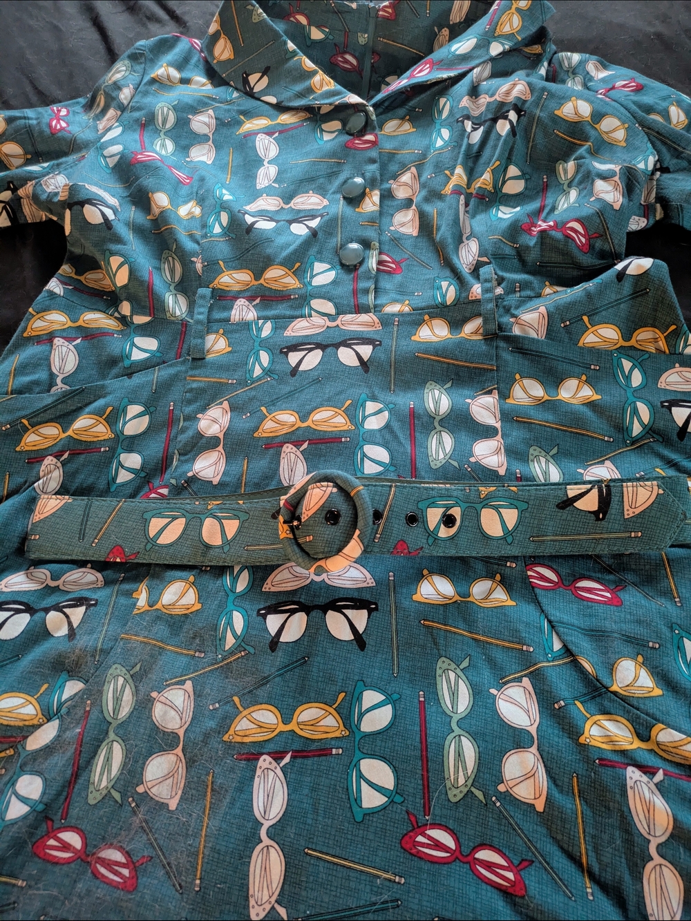 Collectif Teal Sunglasses Print Dress - Picture 2 of 7